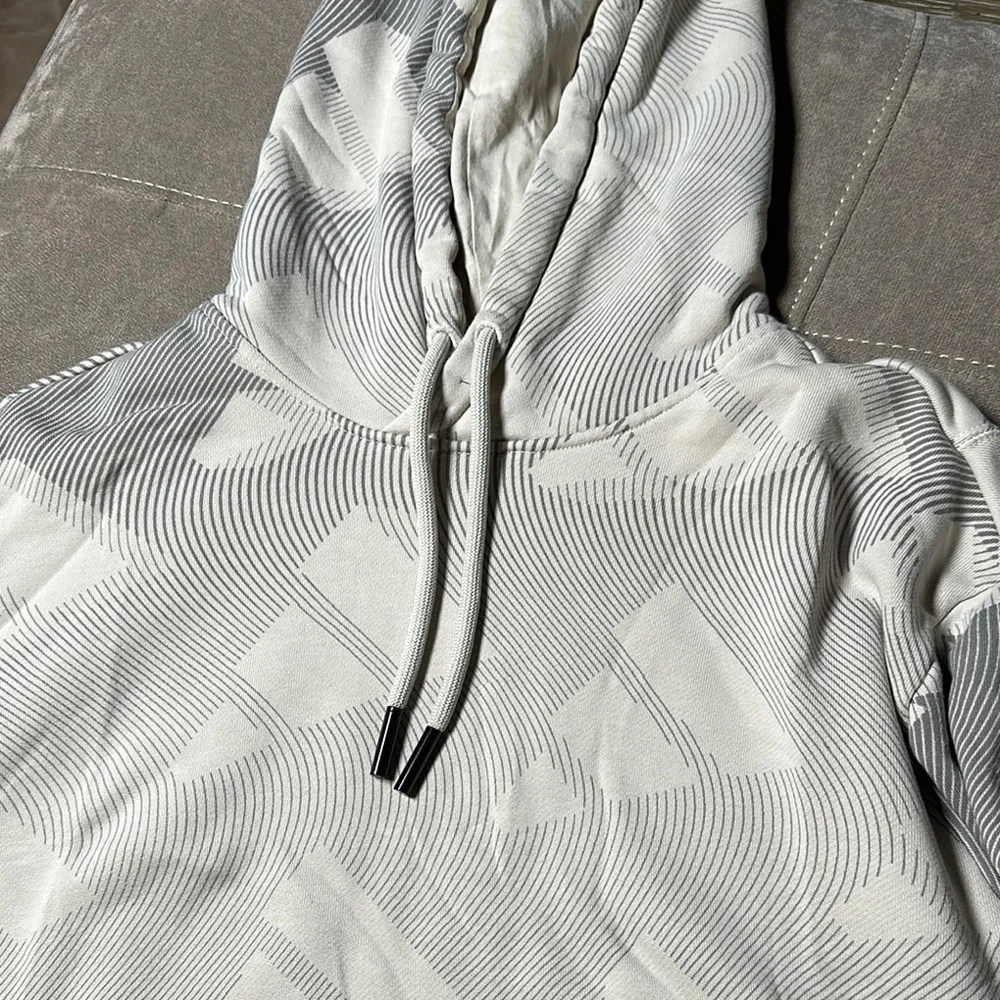 Adidas Cream Gray Hoodie Sweatshirt
